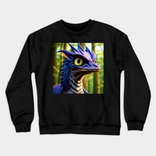 Smirking Blue Scaled Jungle Dragon with Big Eyes Crewneck Sweatshirt